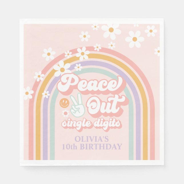 Servilleta De Papel Despedida de los Dígitos Únicos Arcoíris Pastel (Anverso)