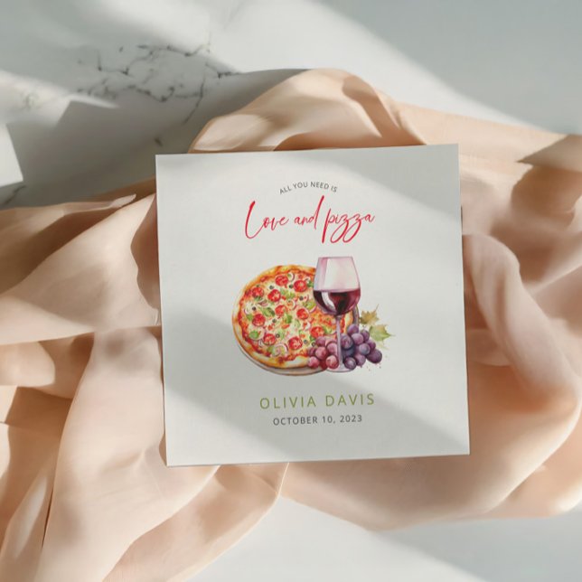 Servilleta De Papel Despedida de soltera Amor y Pizza (Subido por el creador)