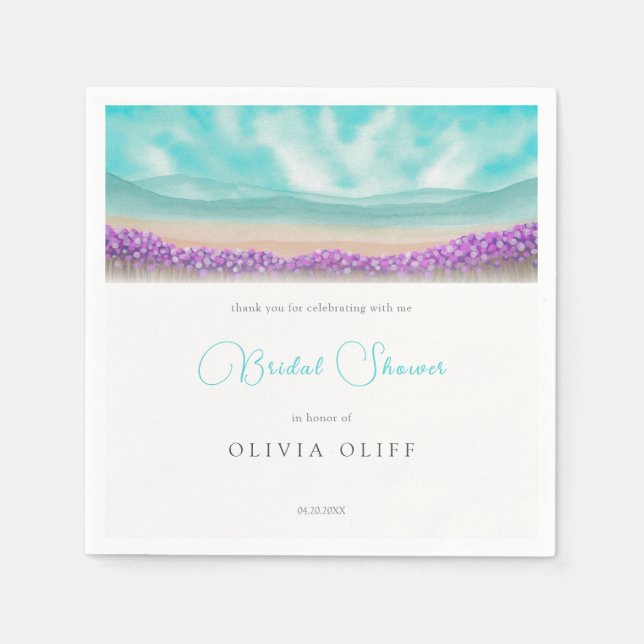 Servilleta De Papel Despedida de soltera Azure Coast en flor (Anverso)