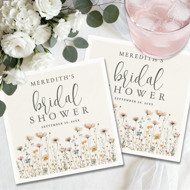 Servilleta De Papel Despedida de Soltera Boho Flor Silvestre (Boho Wildflower Bridal Shower Napkins)