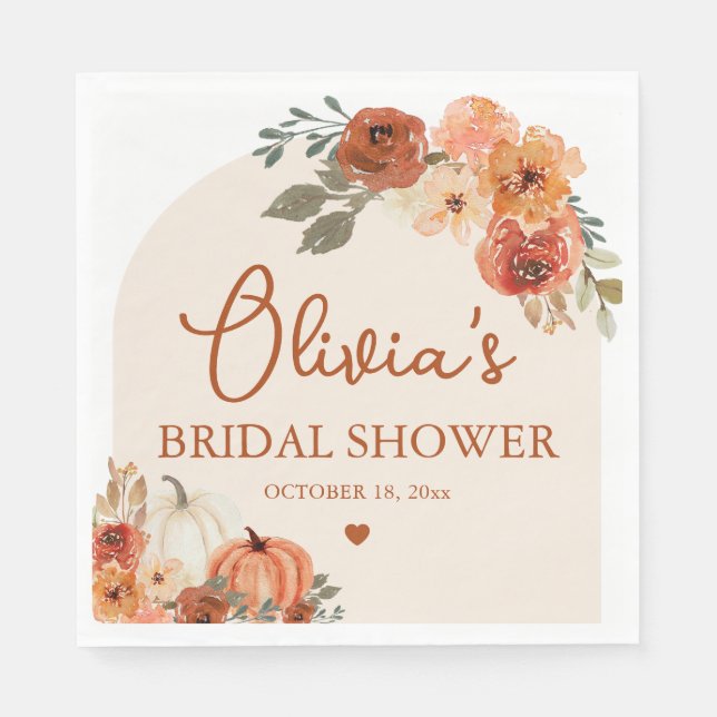 Servilleta De Papel Despedida de Soltera Boho Terracotta Calabaza Otoñ (Anverso)