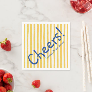 Servilleta De Papel Despedida de Soltera Bold Blue Cheers Yellow Strip