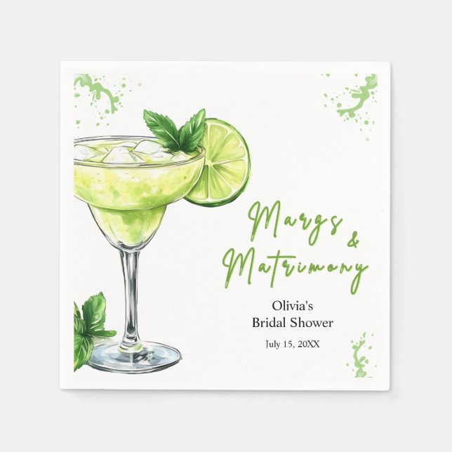 Servilleta De Papel Despedida de soltera cóctel Margs y Matrimonio (Anverso)