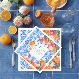 Servilleta De Papel Despedida de soltera con azulejos azules mediterrá