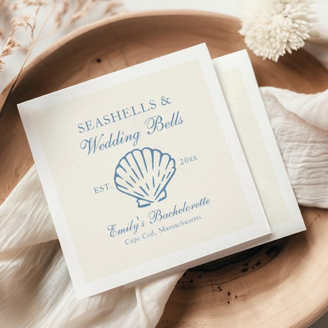 Servilleta De Papel Despedida de soltera con conchas marinas y campana (Subido por el creador)