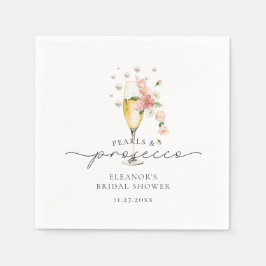 Servilleta De Papel Despedida de soltera con flores rosadas, perlas y 