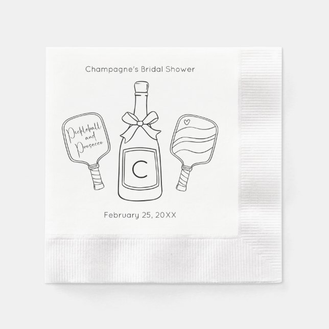 Servilleta De Papel Despedida de soltera con guión moderno Pickleball  (Anverso)