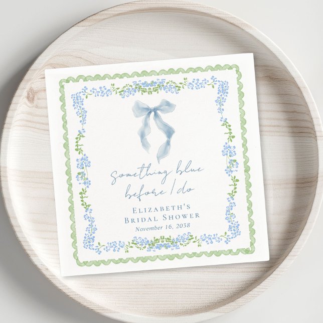 Servilleta De Papel Despedida de soltera con lazo azul (Something Blue Bow Bridal Shower Napkins)