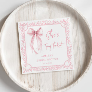 Servilleta De Papel Despedida de soltera con lazo rosa Ella se casa