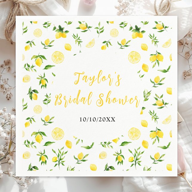 Servilleta De Papel Despedida de soltera con limones y follaje (Subido por el creador)