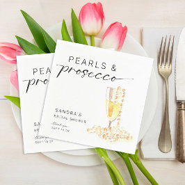 Servilleta De Papel Despedida de Soltera con Perlas y Prosecco Minimal