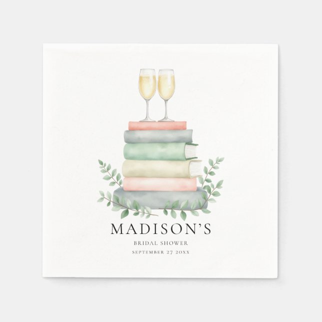 Servilleta De Papel Despedida de soltera con Prosecco de Libros Un Nue (Anverso)