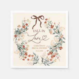 Servilleta De Papel Despedida de soltera Coquette Bow Otoño Flor silve