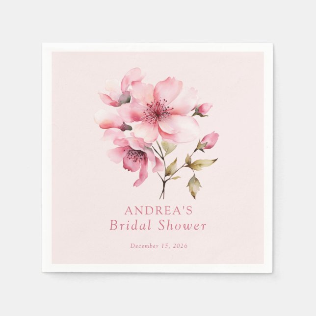 Servilleta De Papel Despedida de soltera de flores de acuarela rosadas (Anverso)
