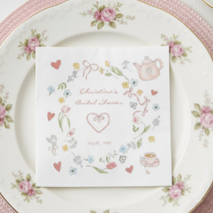 Servilleta De Papel Despedida de Soltera de Té Caprichosa Dibujada a M