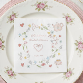 Servilleta De Papel Despedida de Soltera de Té Caprichoso Dibujado a M