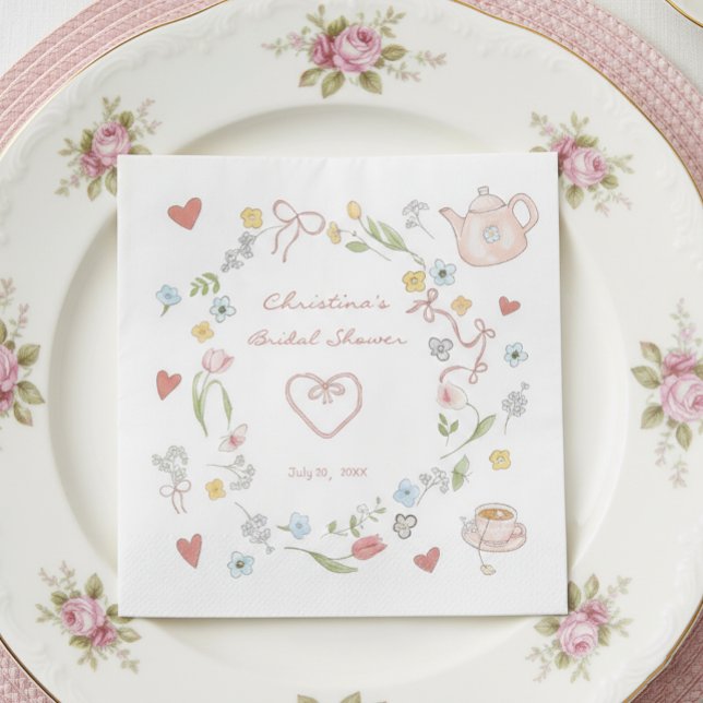 Servilleta De Papel Despedida de Soltera de Té Caprichoso Dibujado a M (Subido por el creador)