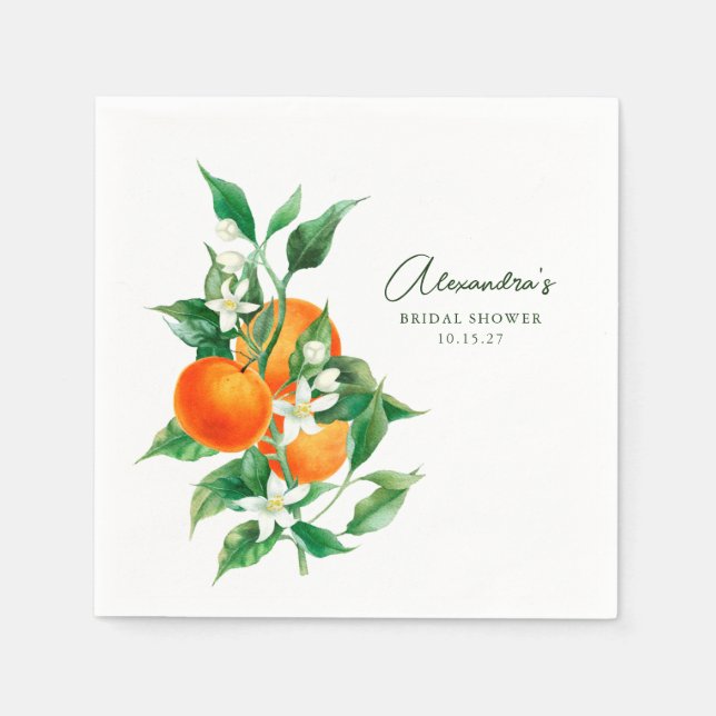 Servilleta De Papel Despedida de soltera de verano con flor de naranjo (Anverso)
