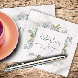 Servilleta De Papel Despedida de soltera elegante caligrafía azul flor