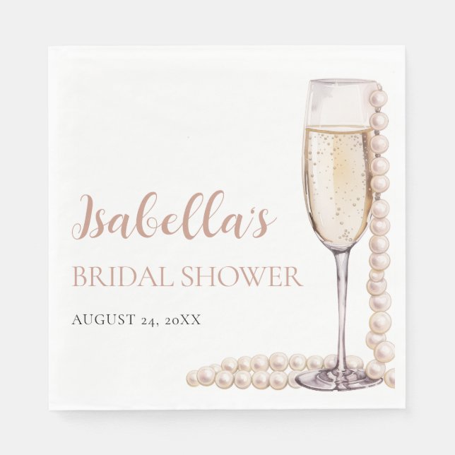 Servilleta De Papel Despedida de Soltera Elegante con Perlas Doradas y (Anverso)