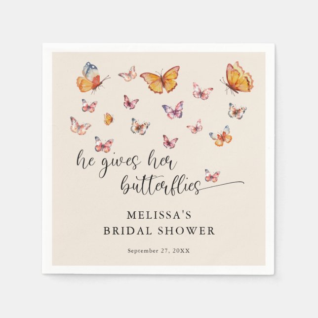Servilleta De Papel Despedida de soltera Elegante Me Da Mariposas (Anverso)