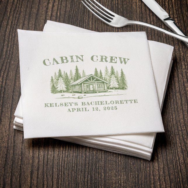 Servilleta De Papel Despedida de soltera en el campamento verde de la  (Cabin Crew Green Camp Bachelorette Party Napkins
)