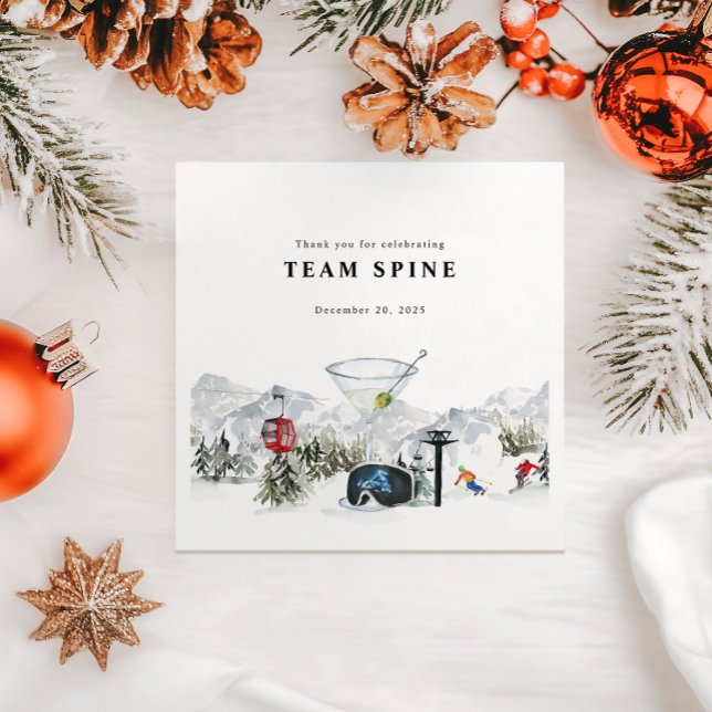 Servilleta De Papel Despedida de soltera en esquí Acuarela Gondola y C (Subido por el creador)