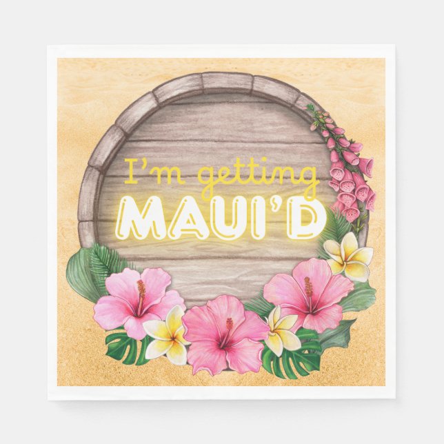 Servilleta De Papel Despedida de soltera en Hawaii Me voy a divertir e (Anverso)