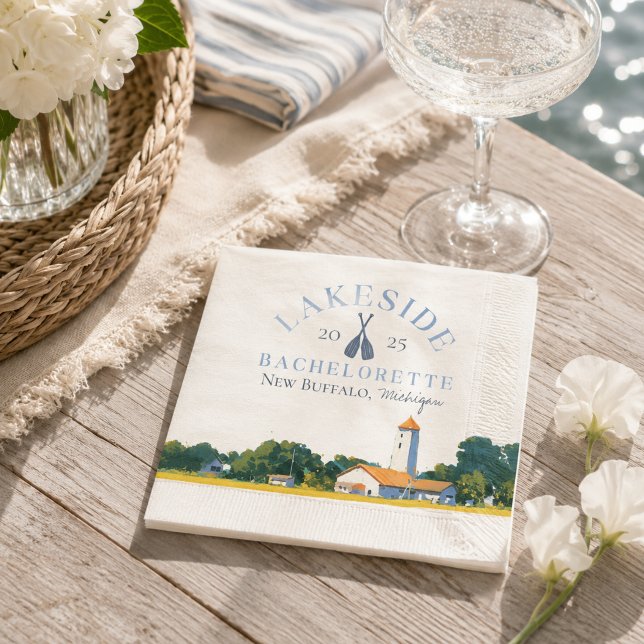 Servilleta De Papel Despedida de soltera en lago costero (Coastal Lake Bachelorette Napkins)