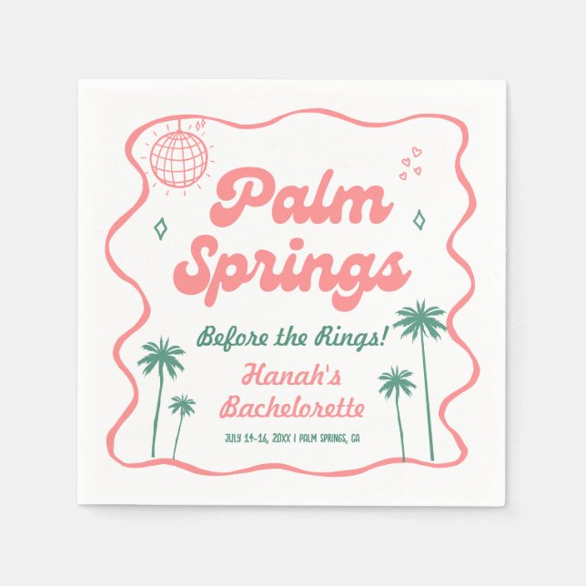 Servilleta De Papel Despedida de soltera en Palm Springs (Anverso)
