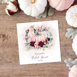 Servilleta De Papel Despedida de Soltera Floral Rosa Otoño con Calabaz