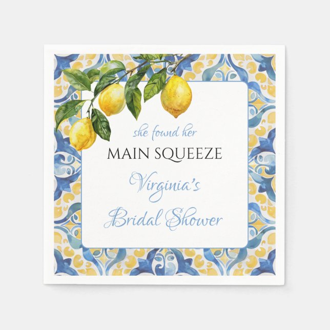 Servilleta De Papel Despedida de Soltera Mediterranean Lemon Main Sque (Anverso)