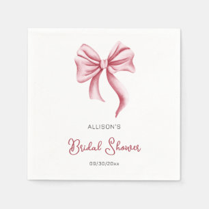 Servilleta De Papel Despedida de Soltera Minimalista con Lazo Rosa