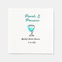 Servilleta De Papel Despedida de soltera perlas y prosecco azul negro 