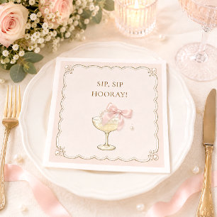 Servilleta De Papel Despedida de Soltera Perlas y Prosecco Chic Coquet