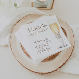Servilleta De Papel Despedida de Soltera Perlas y Prosecco Elegante