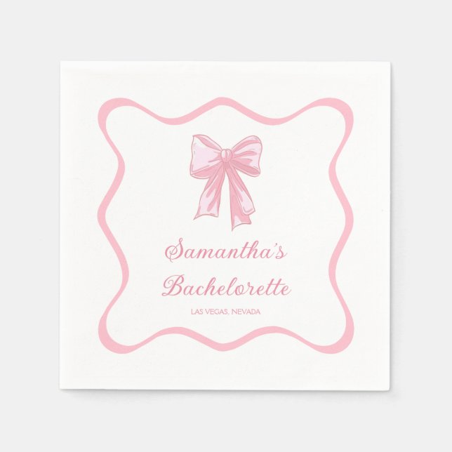 Servilleta De Papel Despedida de soltera Pink Bow Tying the Knot (Anverso)