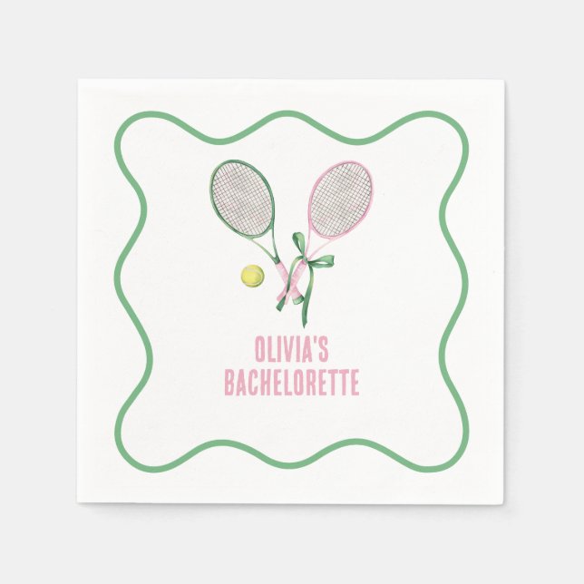 Servilleta De Papel Despedida de soltera preppy de tenis (Anverso)