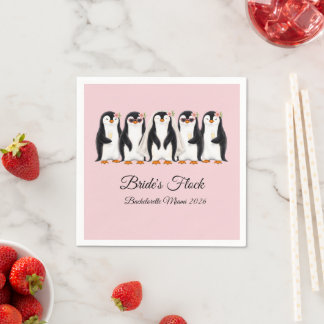 Servilleta De Papel Despedida de Soltera Rosa de la Novia Pingüino Ado