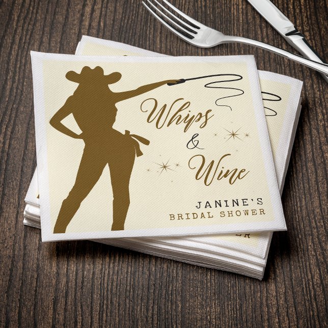 Servilleta De Papel Despedida de soltera vaquera Lazos y vino (Whips & Wine Cowgirl Bridal Shower Napkins
)