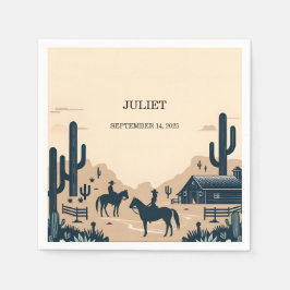 Servilleta De Papel Despedida de Soltera Vaquera Retro con Caballo Rús