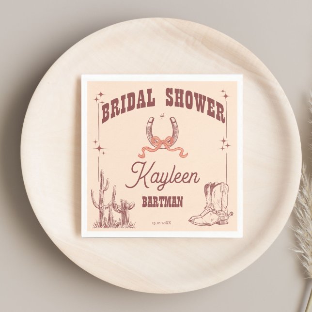 Servilleta De Papel Despedida de soltera western retro personalizada (Cowgirl western retro bridal shower monogrammed customized napkins personalized tableware)