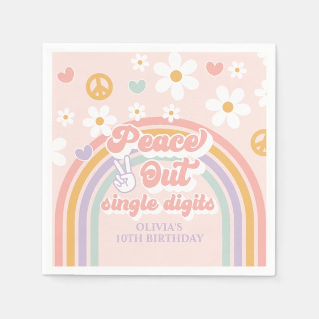 Servilleta De Papel Despedida Dígitos Únicos Cumpleaños 10 (Anverso)