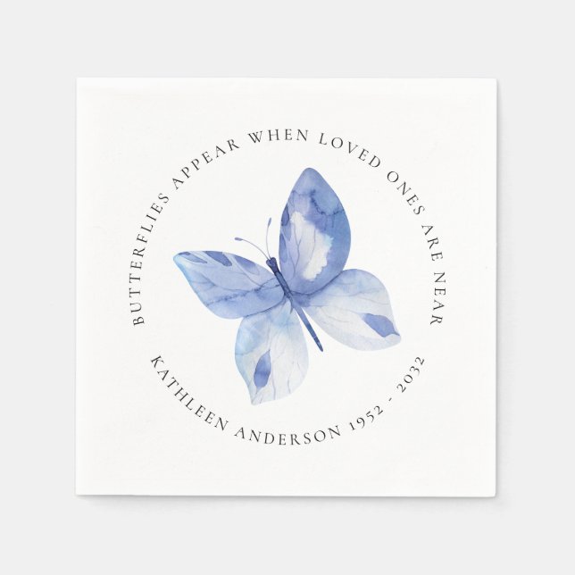 Servilleta De Papel Despertar funeral de la mariposa azul personalizad (Anverso)