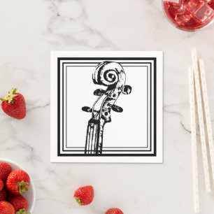 Servilleta De Papel Desplazamiento de violín blanco y negro con líneas