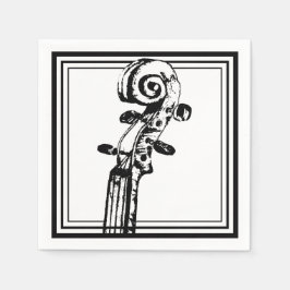 Servilleta De Papel Desplazamiento de violín blanco y negro con líneas