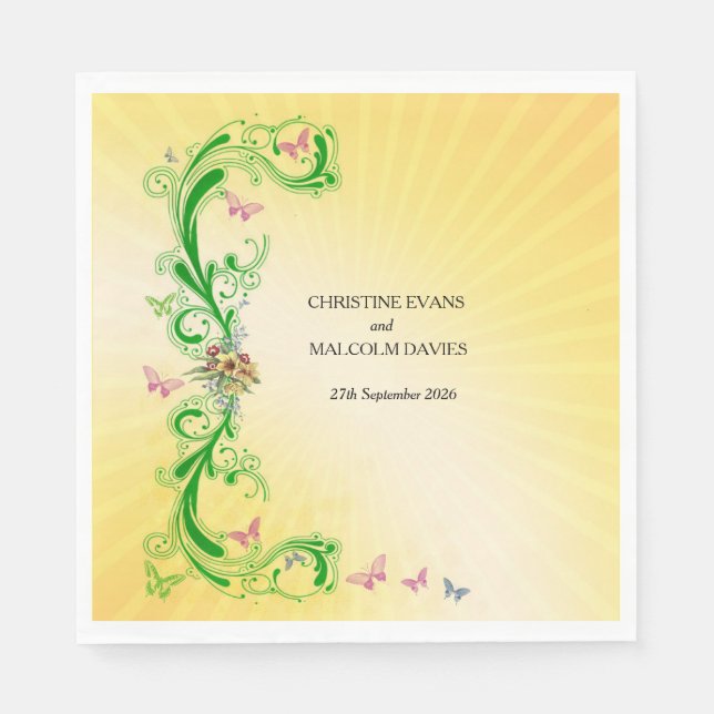 Servilleta De Papel Desplazamientos y mariposas (Anverso)