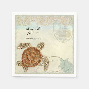 Servilleta De Papel Dessert Recepción Napkins Mar Turtle Ocean Beach