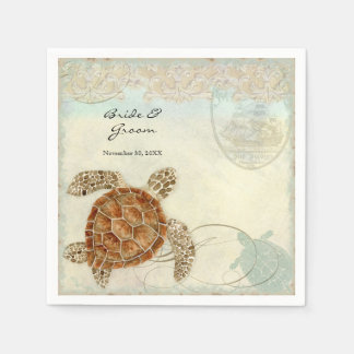 Servilleta De Papel Dessert Recepción Napkins Mar Turtle Ocean Beach