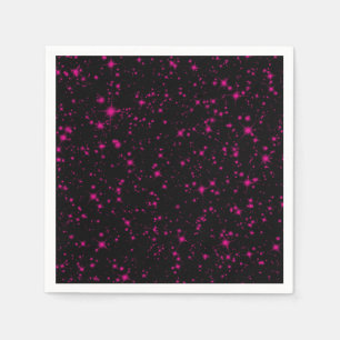 Servilleta De Papel Destellos Negros y Rosa Fucsia Brillantes Estrella